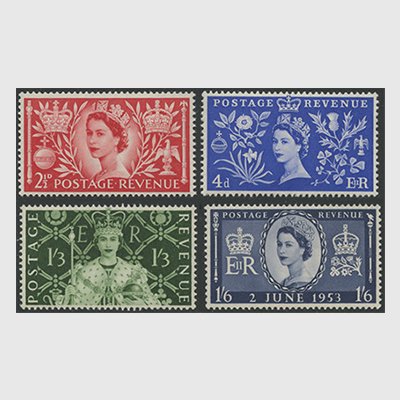 イギリス 1953年エリザベス女王戴冠式4種 - 日本切手・外国切手の販売