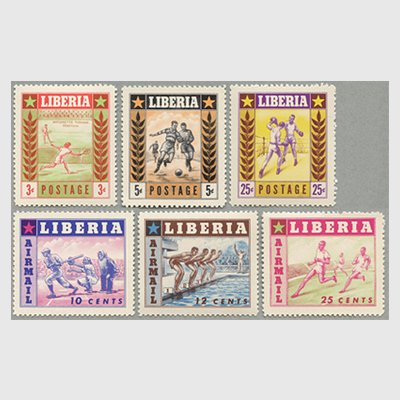 リベリア 1955年スポーツ6種 - 日本切手・外国切手の販売・趣味の切手