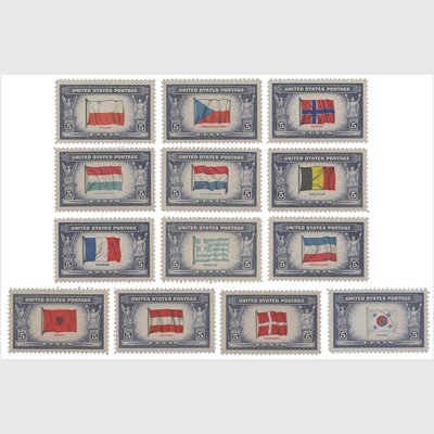 アメリカ 1943-44年国旗シリーズ13種 - 日本切手・外国切手の販売
