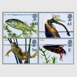 イギリス 2001年ヨーロッパ切手を含む(池のなかま)4種