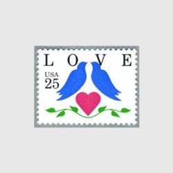 アメリカ 1990年愛の切手2羽のインコ