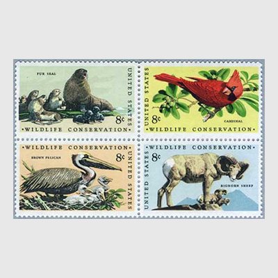 アメリカ 1972年野生動物保護4種連刷 - 日本切手・外国切手の販売