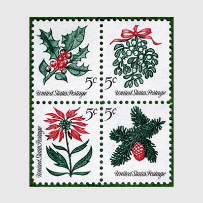 アメリカ 1964年クリスマスヒイラギ4種 日本切手 外国切手の販売 趣味の切手専門店マルメイト