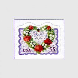 アメリカ 1999年愛の切手 レースのハート紫