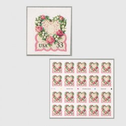 アメリカ 1999年愛の切手 レースのハートピンク