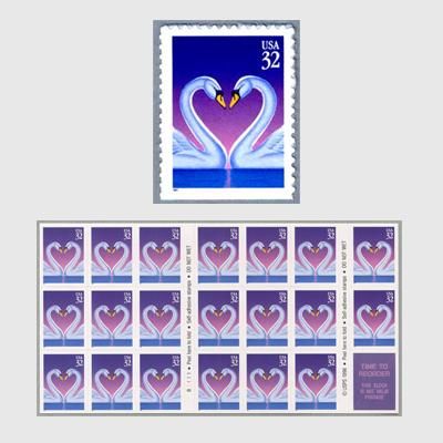 4679 外国切手 アメリカ 1997年 愛のハート ハクチョウ 20面入切手帳 4679 外国切手 アメリカ 1997年 愛のハート ハクチョウ 20面入切手帳