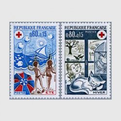 1061 フランス 赤十字寄付金付き切手 春と秋 2種完 1975年