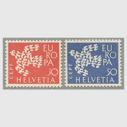 スイス 1961年ヨーロッパ切手2種