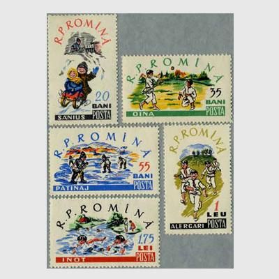 3562 外国切手 アルバニア 1967年 バラ 8種完 ルーマニア 1960年子供のスポーツ5種 - 日本切手・外国切手の