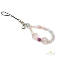 桜の女神/パステルピンクなパワーストーンストラップ/スターガーネットが光り輝く クンツァイト - 慈愛に満ちた女神が見守る愛のパワーストーン