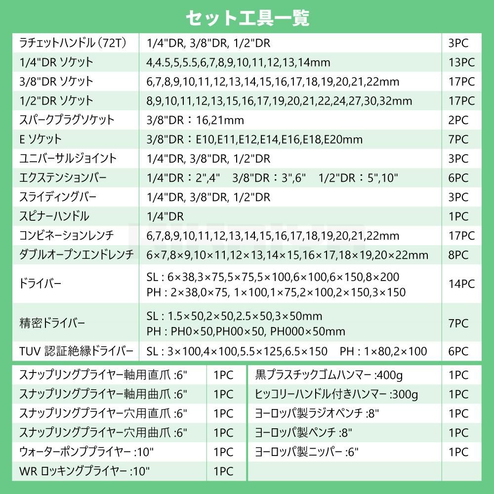 KIKAIYA 工具セット 135pcs キャビネット 引き出し用 ツールセット