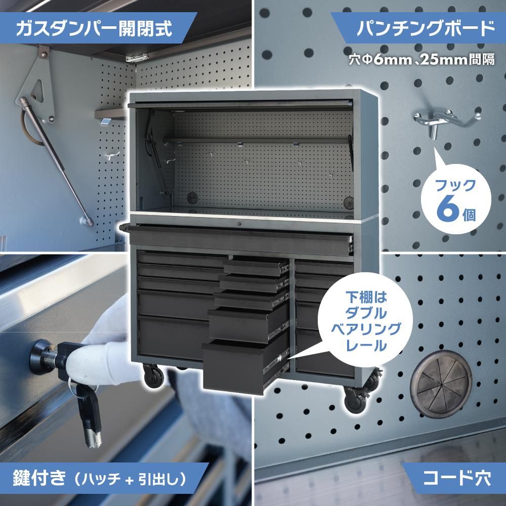 KIKAIYA ワイドローラーキャビネットセット 56インチ ステンレス天板
