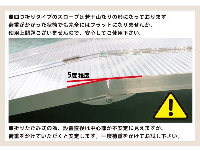 車椅子用 スロープ 2125mm アルミスロープ 四つ折りタイプ 段差解消 アルミブリッジ 介護用品 (ゴムマット プレゼント) 【 送料無料 】【 個人様は営業所止め 】