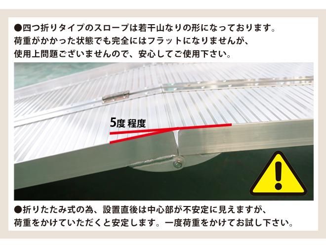 車椅子用 スロープ 2125mm アルミスロープ 四つ折りタイプ 段差解消 アルミブリッジ 介護用品 (ゴムマット プレゼント) 【 送料無料 】【  個人様は営業所止め 】