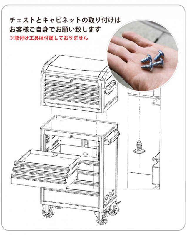 KIKAIYA ローラーキャビネット チェスト＆キャビネット7段セット レッド 赤 艶なし マットタイプ ツールボックス ツールキャビネット 工具箱