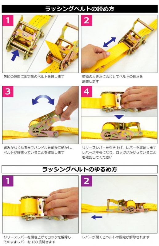 ラッシングベルト ラチェット式 2本セット 耐荷重1000kg Jフック 荷