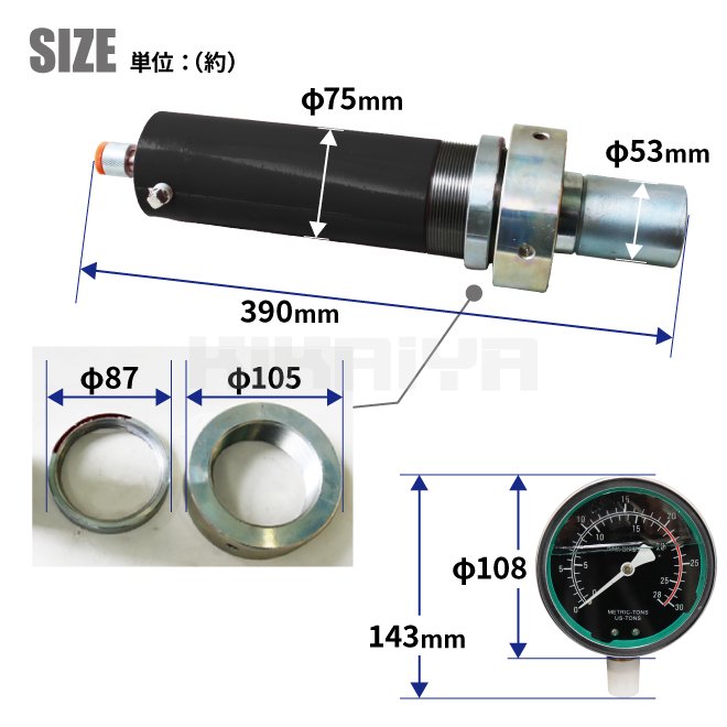 油圧プレス 20トン用 油圧シリンダー 圧力ゲージ セット 【送料無料】
