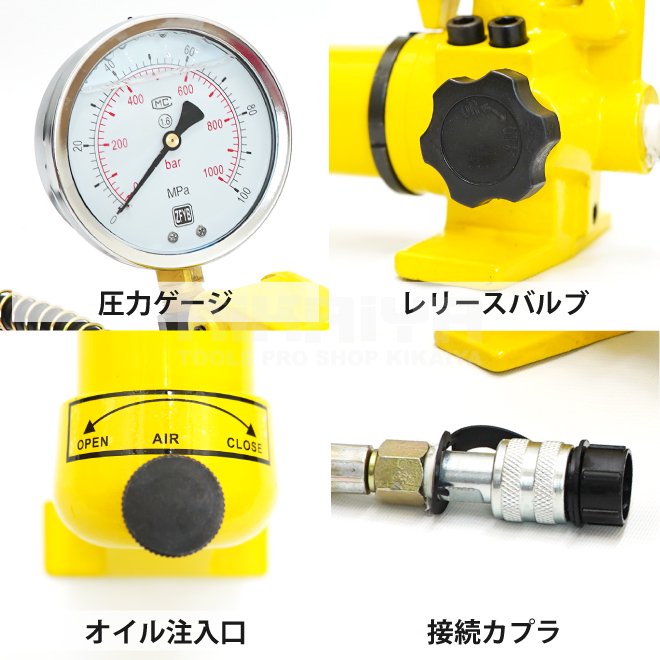 油圧ポンプ 手動式 ダブルポンプ 圧力ゲージ付き 油圧ホース付き 容量