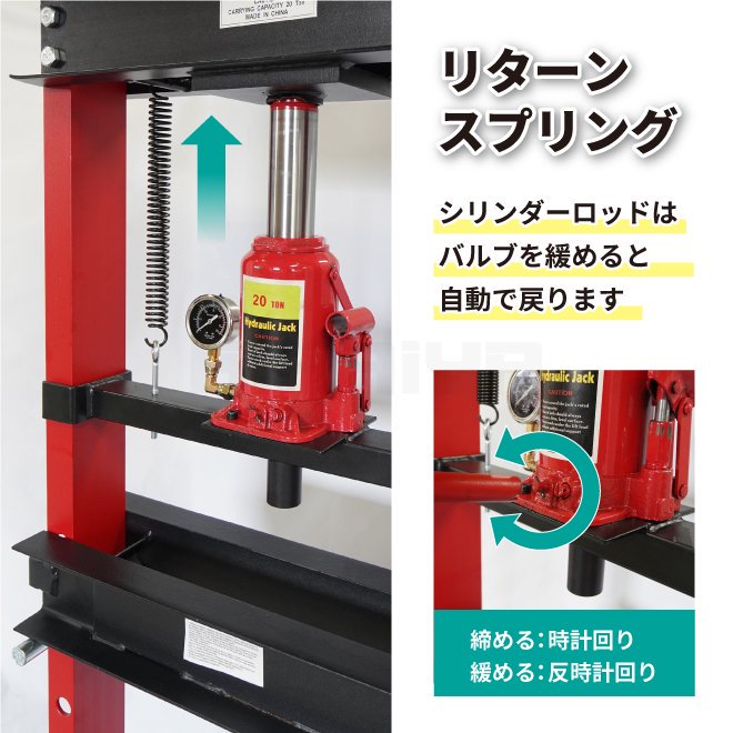 KIKAIYA 油圧プレス 20トン 手動 メーター付 門型プレス機 6ヶ月保証