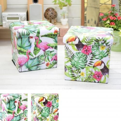 置物 cocohiroXL tropical collection】収納BOXスツール オオハシ - ハワイアン