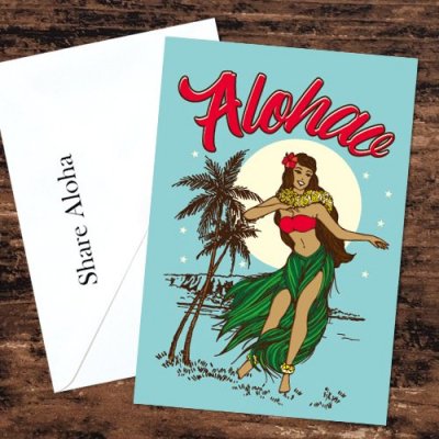 【Hawaii Lifestyle Club】グリーティングカード（Vintage Hula Girl）