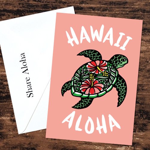 Hlc グリーティングカード Honu Hibiscus Tamo ハワイアン雑貨 プルメリアやハワイ植物の通販専門店 Lani Hawaii ラニハワイ
