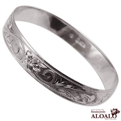【ALOALO Hawaiian Jewelry】バングル　プルメリア スクロールバングル 12mm/b104712