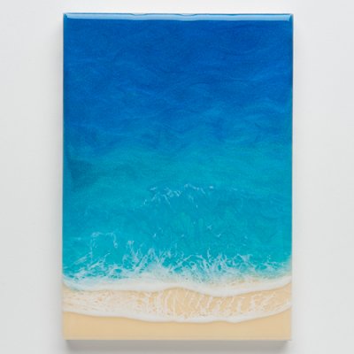 【Luana Ocean Art・ルアナオーシャンアート】  ウッドキャンバスアート・ホノルアブルー・タテ・A5〜A2サイズ
