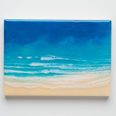 【Luana Ocean Art・ルアナオーシャンアート】  ウッドキャンバスアート・ホノルアブルー・ヨコ・A5〜A2サイズ