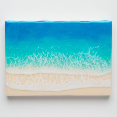 【Luana Ocean Art・ルアナオーシャンアート】  ウッドキャンバスアート・マケナブルーグリーン・ヨコ・A5〜A2サイズ