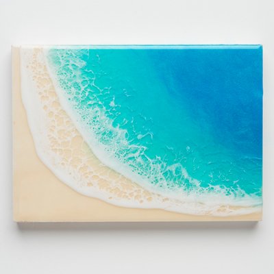 【Luana Ocean Art・ルアナオーシャンアート】  ウッドキャンバスアート・マケナブルーグリーン・カーブ・A5〜A2サイズ