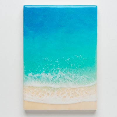 【Luana Ocean Art・ルアナオーシャンアート】  ウッドキャンバスアート・マケナブルーグリーン・タテ・A5〜A2サイズ