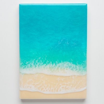 【Luana Ocean Art・ルアナオーシャンアート】  ウッドキャンバスアート・ラニカイグリーン・タテ・A5〜A2サイズ