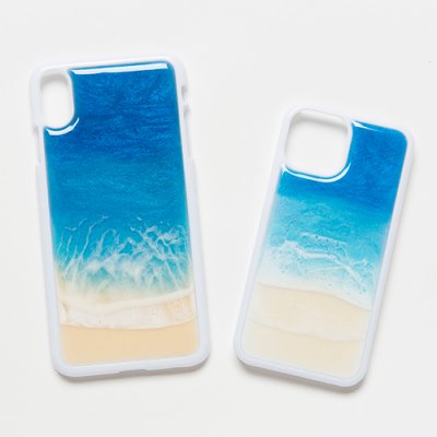 【Luana Ocean Art・ルアナオーシャンアート】  iPhone Case ホワイトバンパー　ホノルアブルー