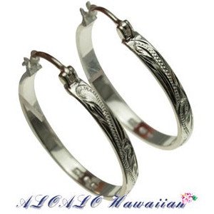 【ALOALO Hawaiian Jewelry】ピアス　  ハワイアンスクロールフープピアス　25mm/pee140725
