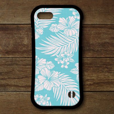 【Hawaii Lifestyle Club】iPhoneグリップケース（Turquoise Hibiscus）