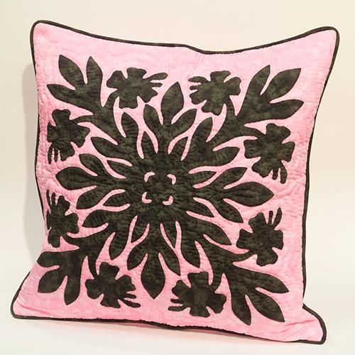 Southern Forest 】45cmクッションカバー ハワイアンキルト〔ブラック