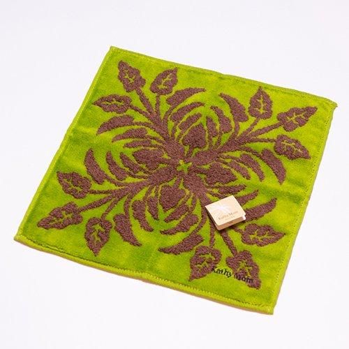 Kathy Mom】ミニタオル ハワイアンキルト柄 タロ グリーン／ブラウン