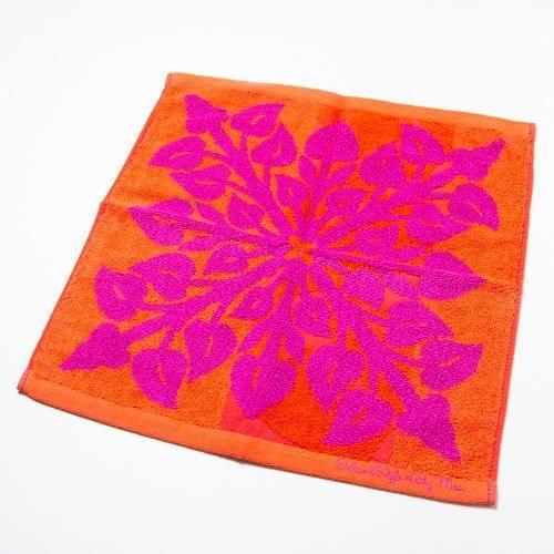 Kathy Mom】ハワイアンキルト ハンカチタオル L アンスリウム パープル