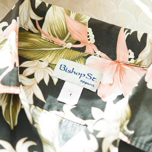 Vintage Aloha Shirt/ Bishop St apperel ブラック LLサイズ 