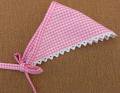 人形用・ピンクのギンガムチェックの三角巾・28cmサイズ
