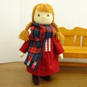 着せ替え人形 赤い ワンピース チェック ストール 女の子 LB1-1 28cmサイズ