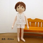着せ替え人形 男の子 白 タンクトップ ショーツ 布人形 BR3-2 34cmサイズ