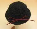 黒色 編み帽子 28cmサイズ