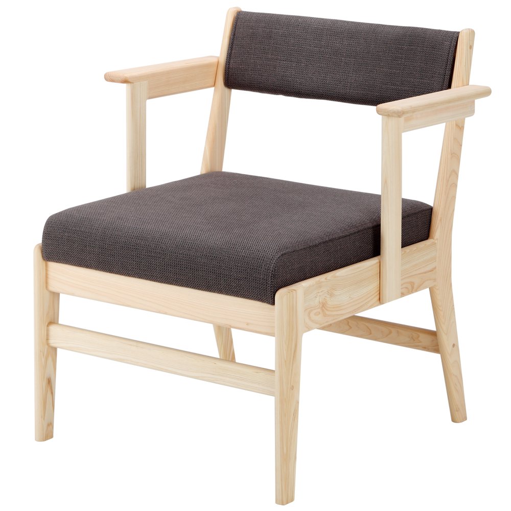 ZAアームチェア｜大きめのゆったりとした袖付き椅子｜木製椅子/リビング/ダイニング｜ひのき無垢家具｜ヒノキクラフト