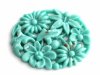 vintage turquoise glass floral relief