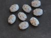 vintage opal white/gold oval beads 6/lot