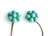 French vintage turquoise green glass flower on wire