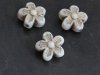 vintage white/gold plastic flower beads 8/lot