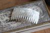 French vintage antique white hair comb :b